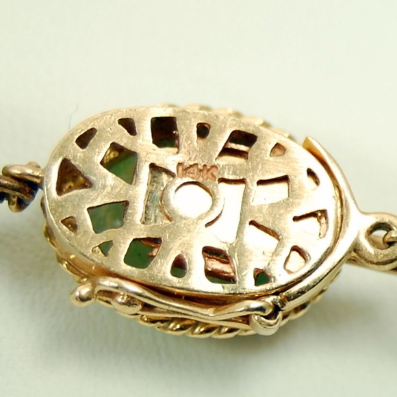 14K AND 18K YELLOW GOLD LARGE JADE CARVED PENDANT NECKLACE - Picture 12 of 13